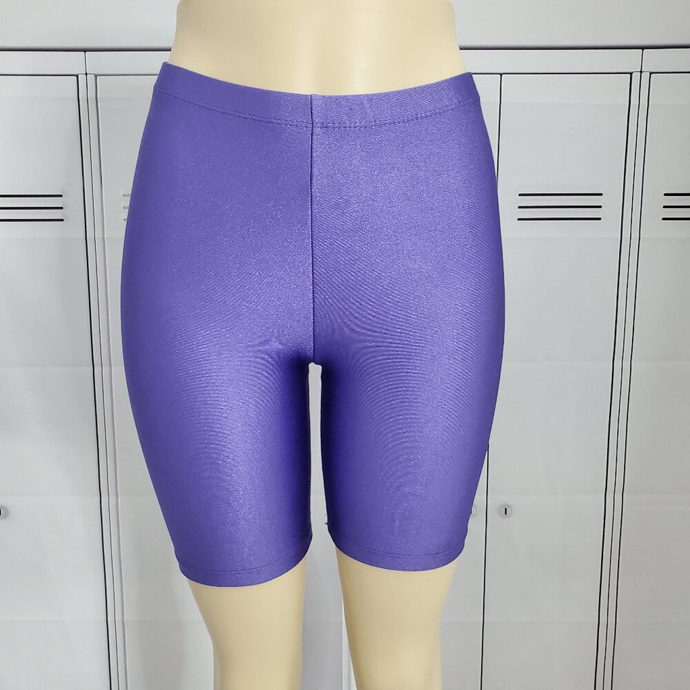 Vintage Spandex Aerobics Dance Shorts PURPLE Lycra Sz Medium